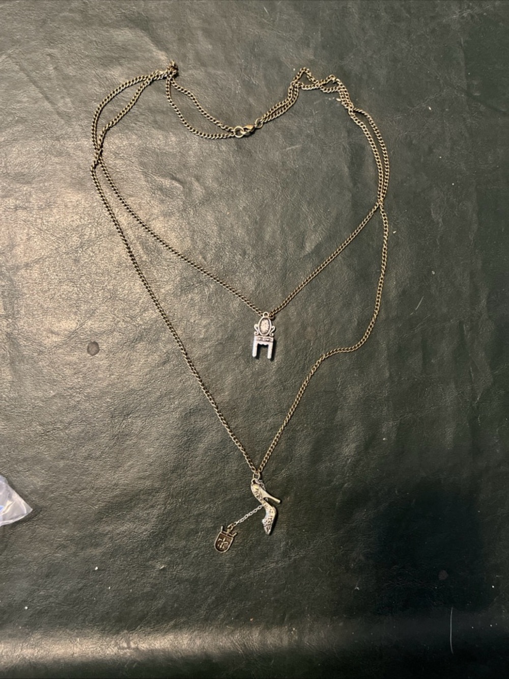 Layered Silver-Tone High Heel & Charm Pendant Necklace